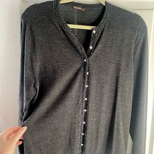 NWOT J McLaughlin beaded merino wool cardigan